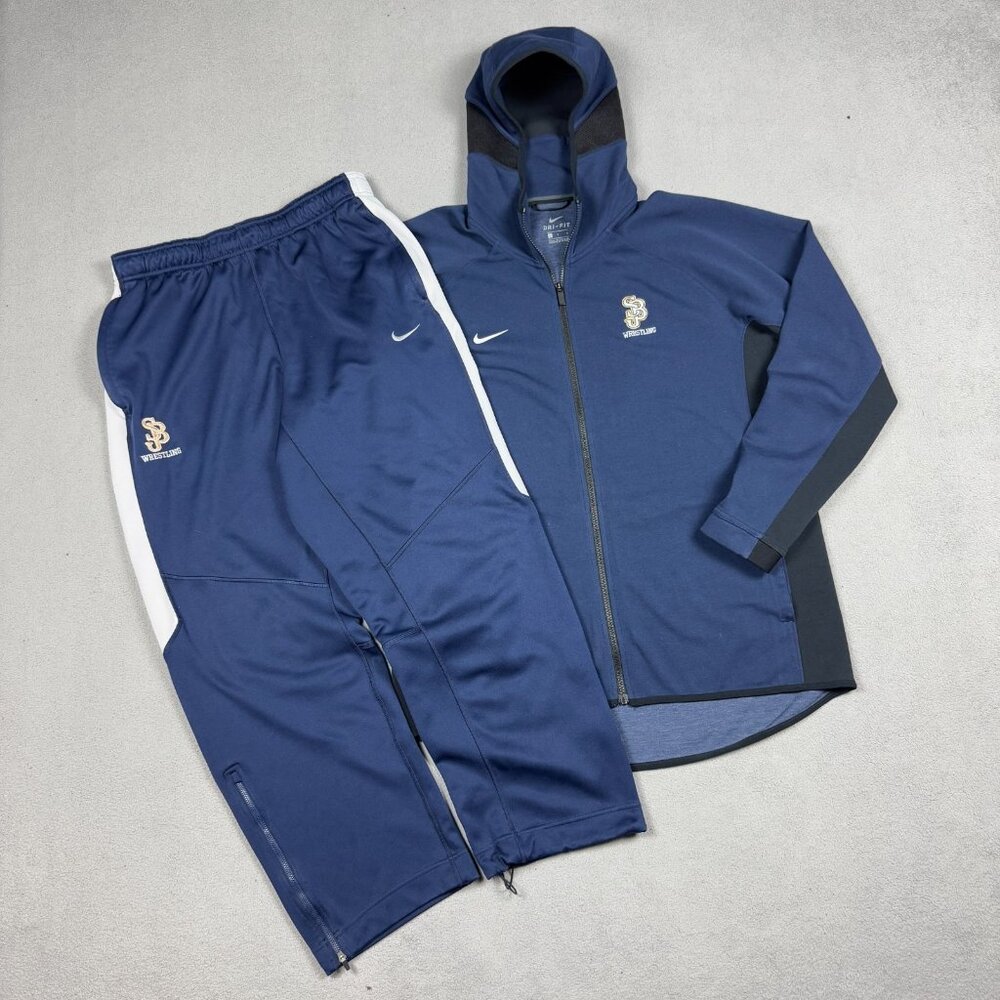 Nike Dri-FIT Tracksuit Mens Size L Blue Wrestling Hoodie Jacket & Pants Set